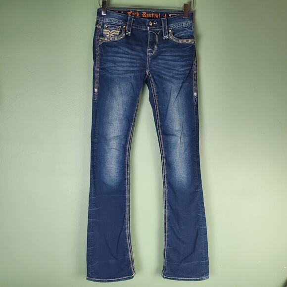 Rock Revival Womens Tali Mid Rise Boot Cut Jeans Size 24 - Picture 1 of 12